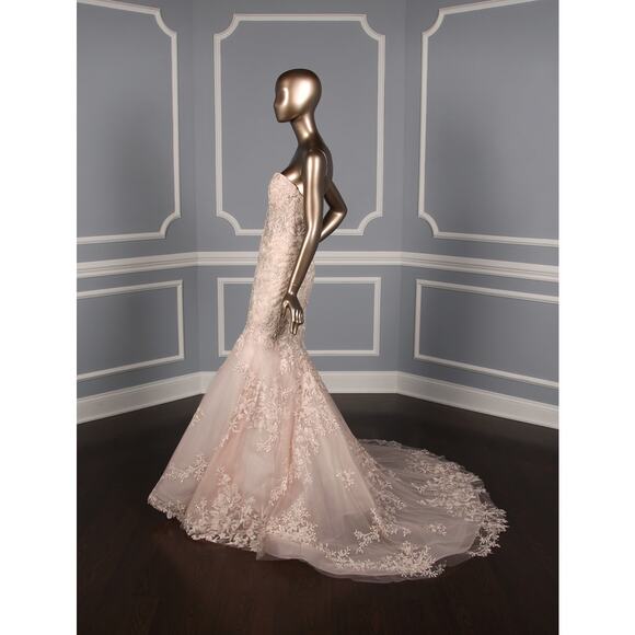 ISABELLE ARMSTRONG Zoe Blush Pink Beaded Strapless Wedding Dress Bridal Gown - Picture 5 of 14